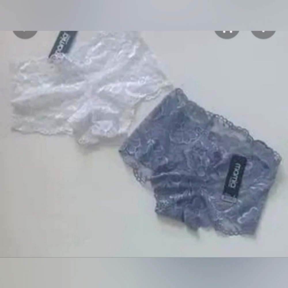 Bundle of 2 "Mamia" Ladies Lacey Hipster Panties Size (S) White/Grey. Ne…